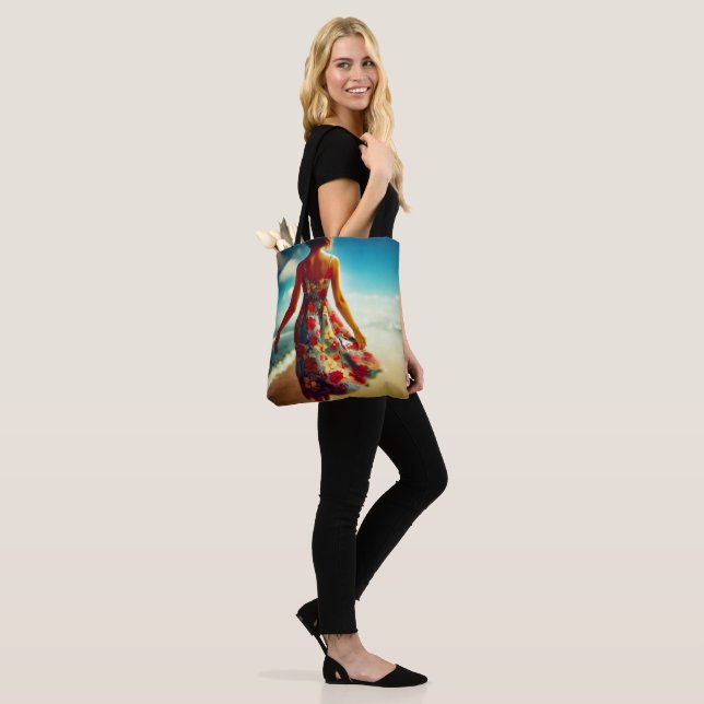 Lady Walking On Beach Tote Bag (On Model)