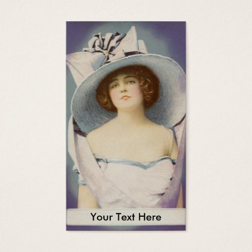 Lady Wearing Big Hat with Bow Business Cards