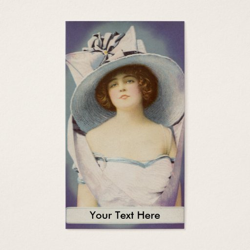 Customizable Lady Wearing Big Hat with Bow Business Cards