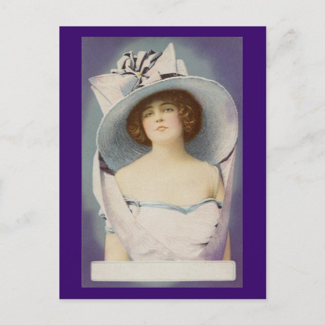 Lady Wearing Big Hat with Bow Postcard (Front)