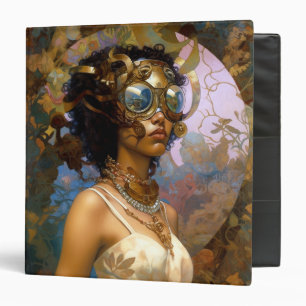 Lady Wearing Goggles Black Fantasy Sci-Fi 3 Ring Binder