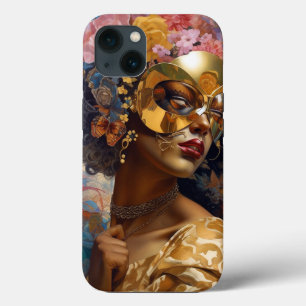 Lady Wearing Mask Black Fantasy Art iPhone 13 Case