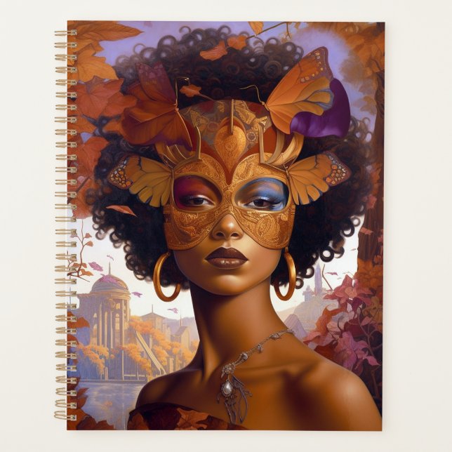 Lady Wearing Mask Black Fantasy Art Planner (Front)