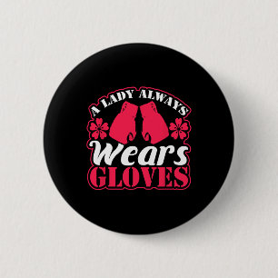 Lady Wears Boxing Gloves Fighting Gym Women Fitnes Button
