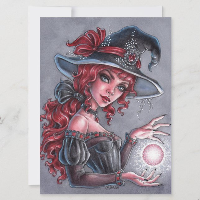 Lady Witch Female Fantasy Hat Magic Art Card (Front)
