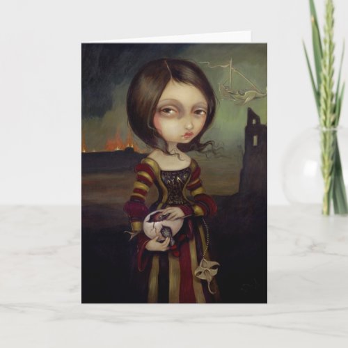 Lady with a Bosch Egg Greeting Card