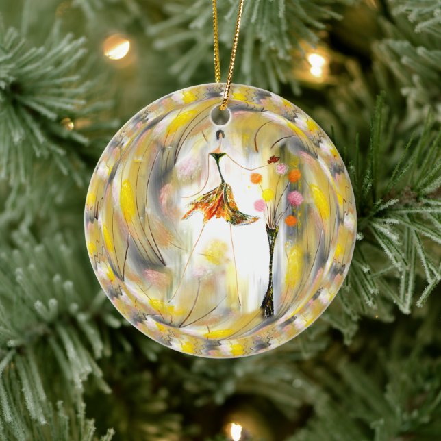 Lady with a butterfly ceramic ornament (Tree)