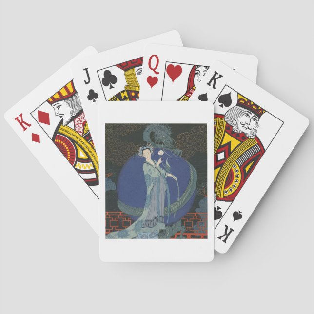Lady with a Dragon (color litho) Poker Cards (Back)