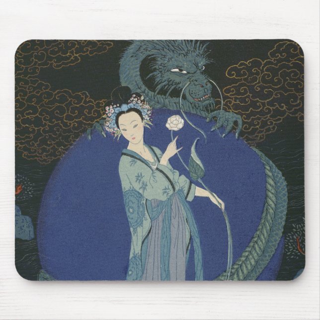 Lady with a Dragon (colour litho) Mouse Pad (Front)