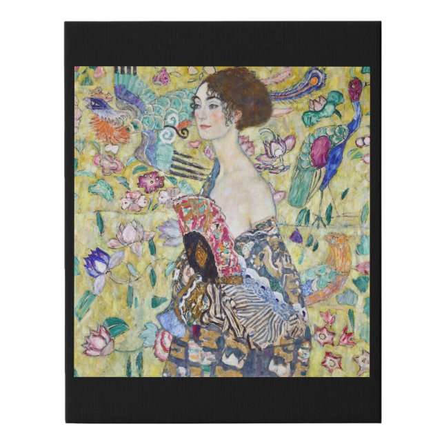 Lady with A Fan, Gustav Klimt Faux Canvas Print (Front)