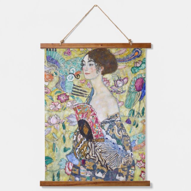 Lady with A Fan, Gustav Klimt Hanging Tapestry (Front)