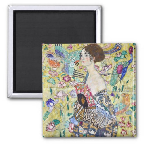 Lady with A Fan Gustav Klimt Magnet