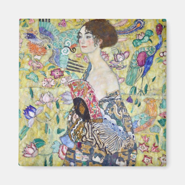 Lady with A Fan, Gustav Klimt Magnet (Front)