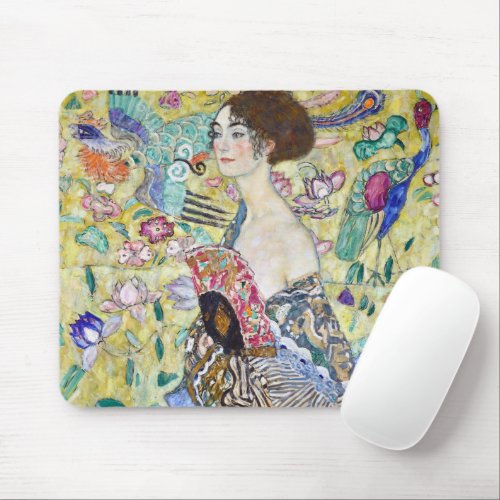 Lady with A Fan Gustav Klimt Mouse Pad