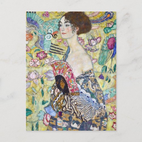 Lady with A Fan Gustav Klimt Postcard