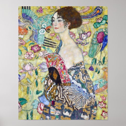 Lady with A Fan Gustav Klimt Poster