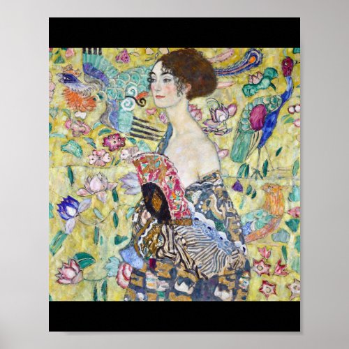 Lady with A Fan Gustav Klimt Poster