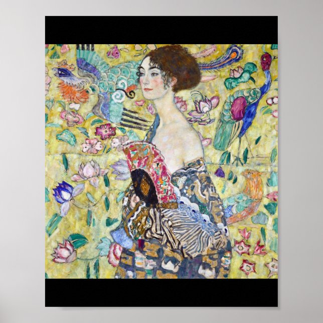 Lady with A Fan, Gustav Klimt Poster (Front)