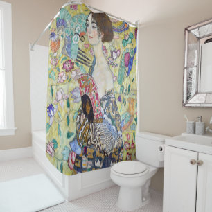 Lady with A Fan, Gustav Klimt Shower Curtain