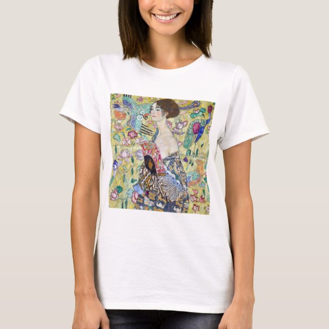 Lady with A Fan, Gustav Klimt T-Shirt (Front)