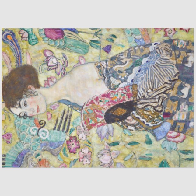 Lady with A Fan, Gustav Klimt Tissue Paper (Front)
