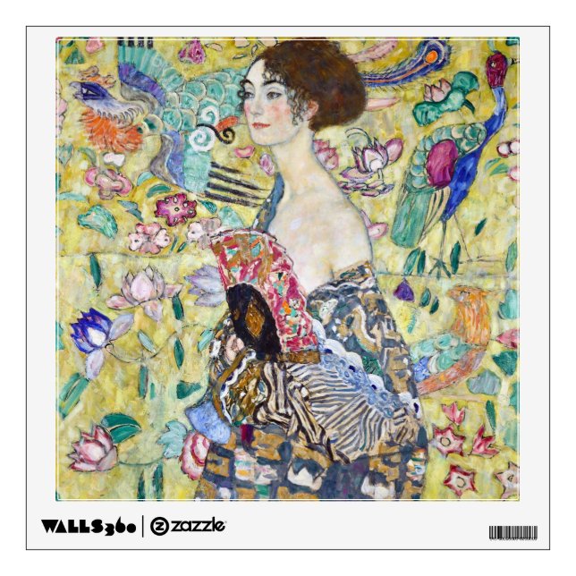 Lady with A Fan, Gustav Klimt Wall Decal (Front)