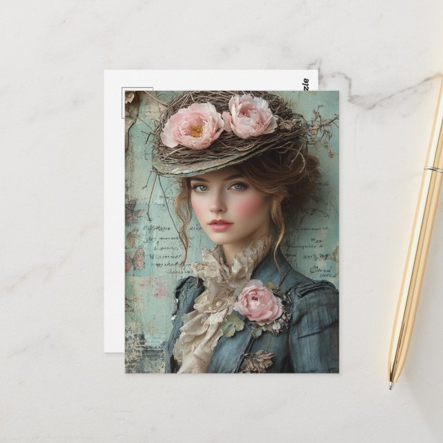 Lady with a Nature Hat Postcard (Front/Back In Situ)