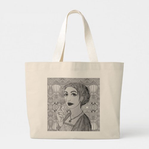 Lady with a pin cushion large tote bag