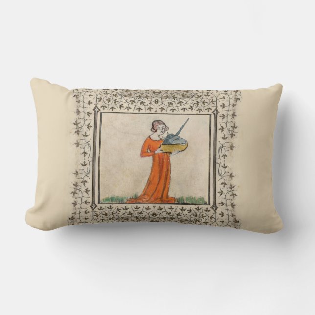 Lady with a Unicorn Head Lumbar Pillow (Front)