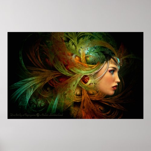 Lady with an elegant headdress poster