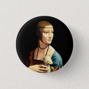 Lady with an Ermine by Leonardo Da Vinci Button
