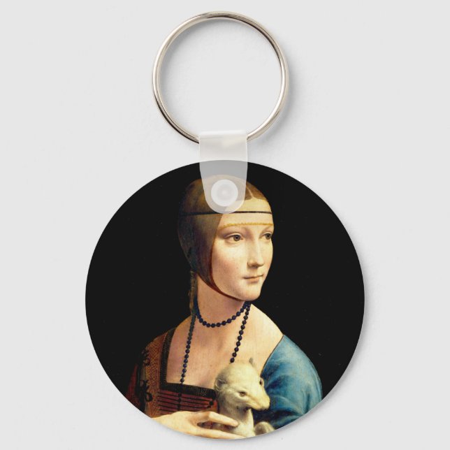 Lady with an Ermine by Leonardo Da Vinci Keychain (Front)