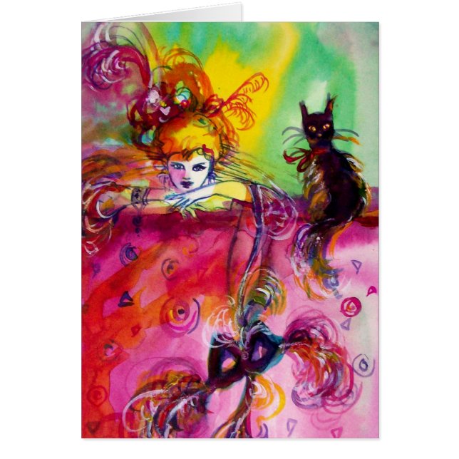 LADY WITH BLACK CAT CARDS (Front)