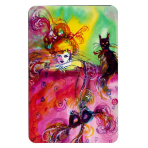 LADY WITH BLACK CAT MAGNET