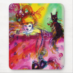 LADY WITH BLACK CAT MOUSE PAD