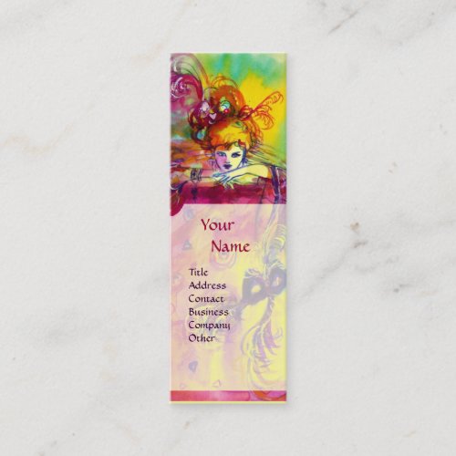 LADY WITH BLACK CAT  Venetian Masquerade Ball Mini Business Card