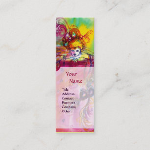 LADY WITH BLACK CAT / Venetian Masquerade Ball Mini Business Card