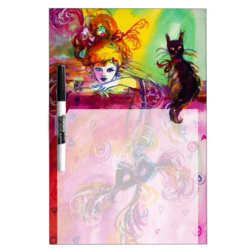 LADY WITH BLACK CAT  Venetian Masquerade Masks Dry_Erase Board