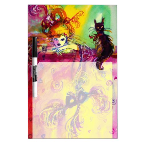 LADY WITH BLACK CAT  Venetian Masquerade Masks Dry Erase Board