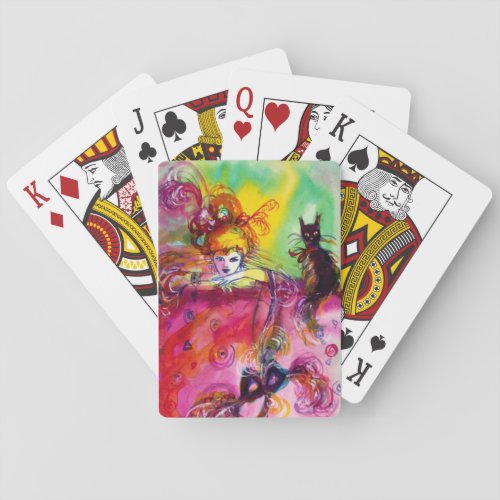 LADY WITH BLACK CAT Venetian Masquerade Playing Cards