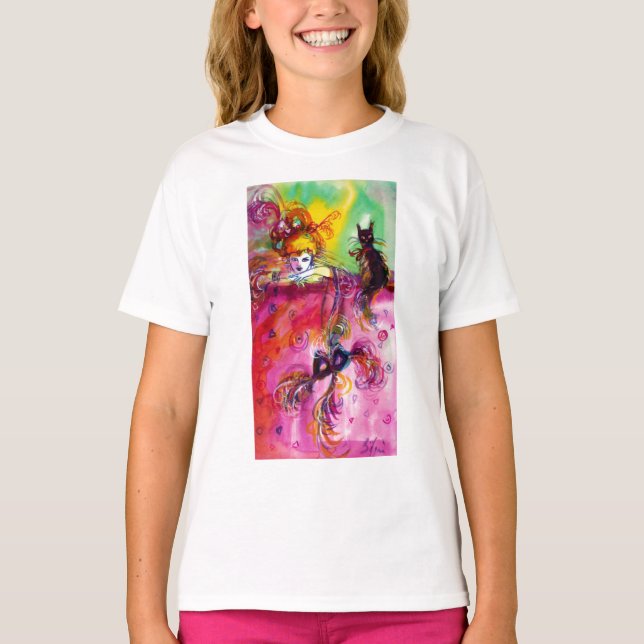 LADY WITH BLACK CAT / Venetian Masquerade T-Shirt (Front)
