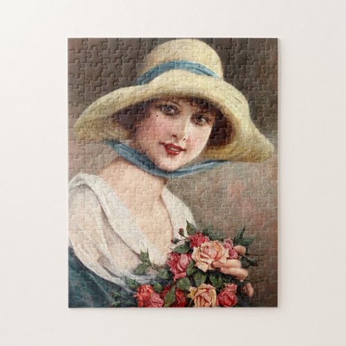 Lady With Bouquet Of Roses_GC _ Jigsaw Puzzle