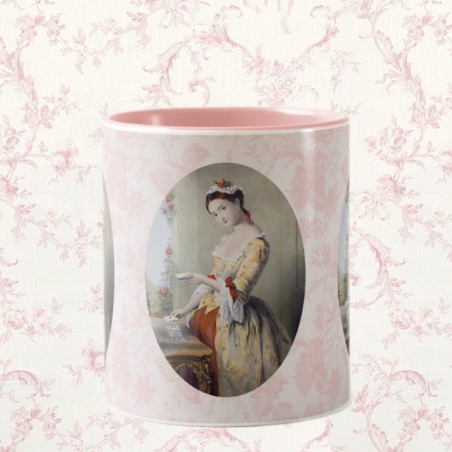 Lady with Cards Two-Tone Coffee Mug (Creator Uploaded)
