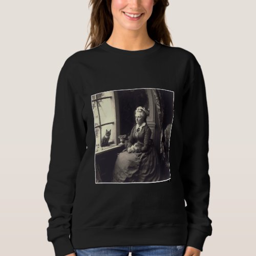 Lady with cat sweatshirt