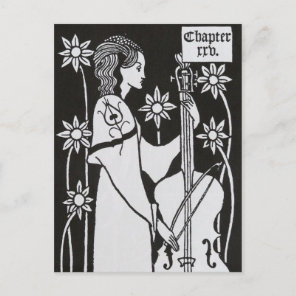 Lady With Cello by Aubrey Beardsley Postcard
