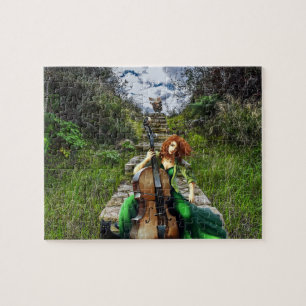 LADY WITH CELLO FANTASY NATURE ART JIGSAW PUZZLE