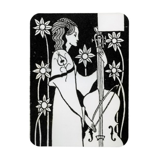 Lady with Cello, from 'Le Morte d'Arthur'`(litho) Magnet (Vertical)