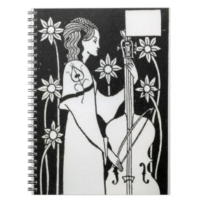 Lady with Cello, from 'Le Morte d'Arthur'`(litho) Notebook