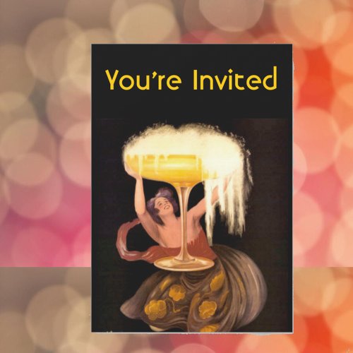 Lady with Champagne Glass Invitation