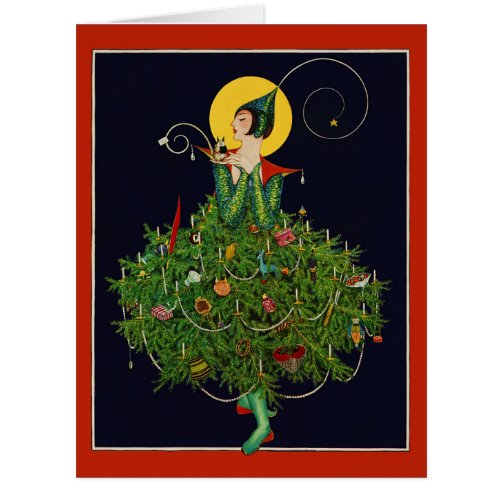 LADY WITH CHRISTMAS GIFTS ART DECO BEAUTY FASHION